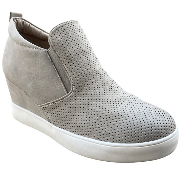 Light Gray Wedge Sneaker Booties Slip On Perforated Upper US 7–7.5 - Picture 5 of 8